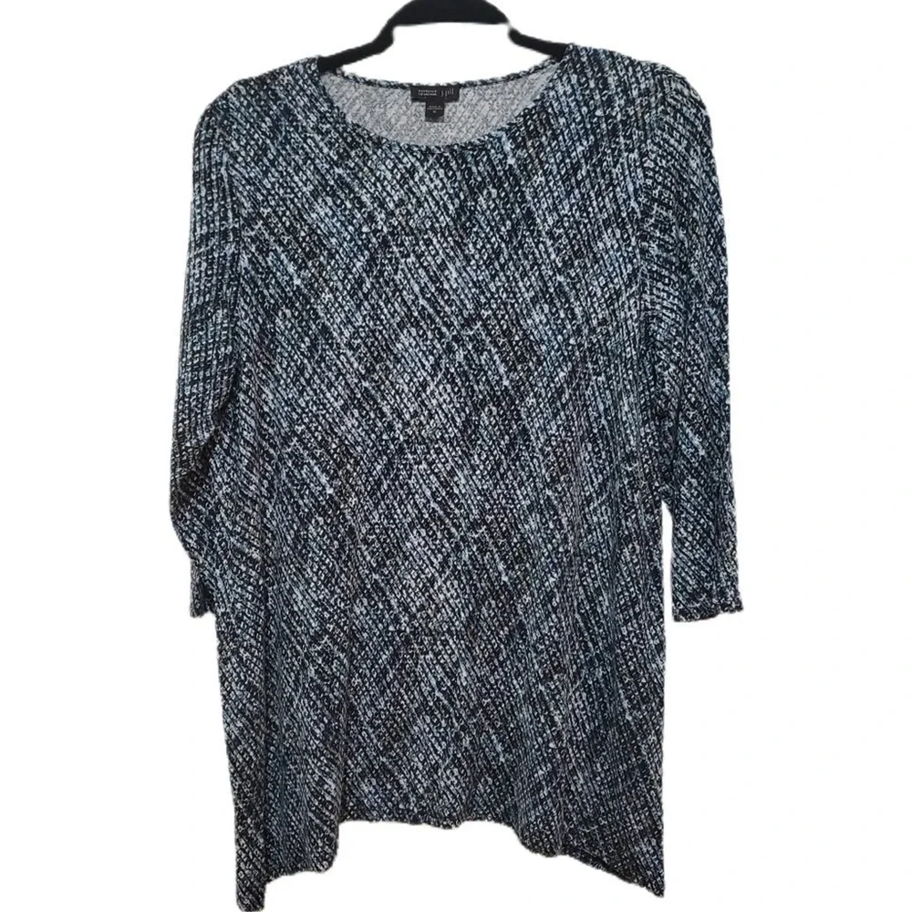 J Jill Lagenlook Boho Abstract‎ Asymmetrical Blouse Women's Size Medium